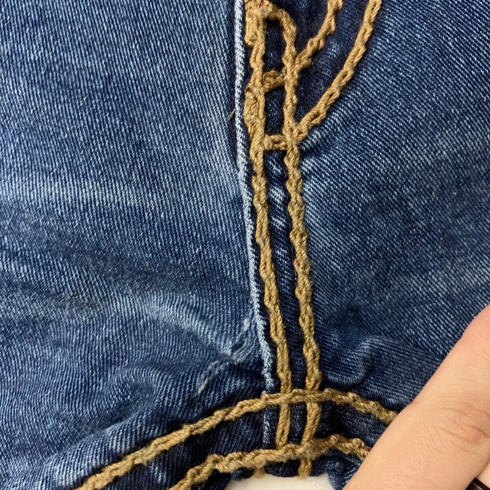 True Religion Rope Stitch Jeans Relaxed Straight Flap Pocket 34 Fit 36x28 USA